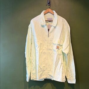 Carhartt WIP Neon Green Linen-Blend Zip-Up Rainier Shirt Jacket